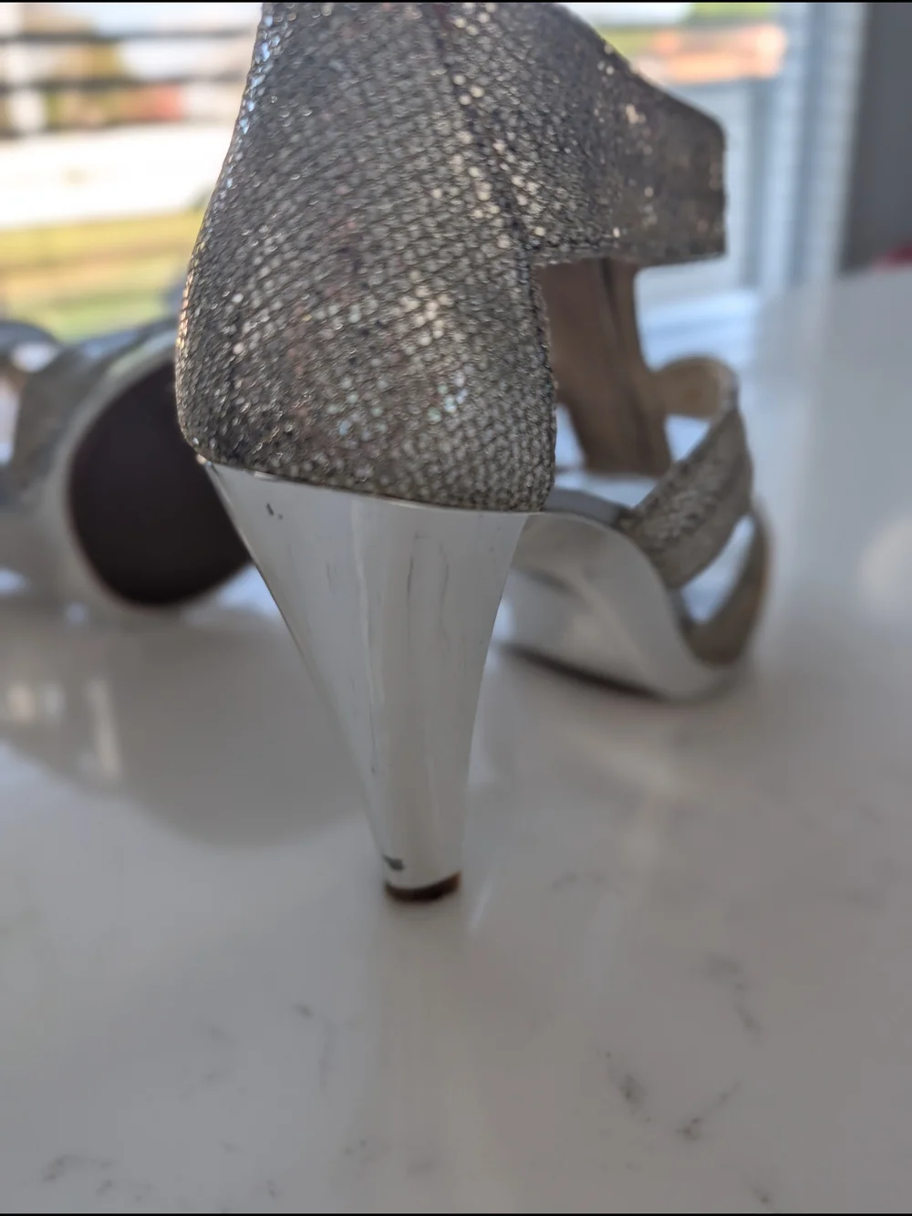 Silver And Gold Metallic Strappy High Heel Sandals - Picture 7 of 12